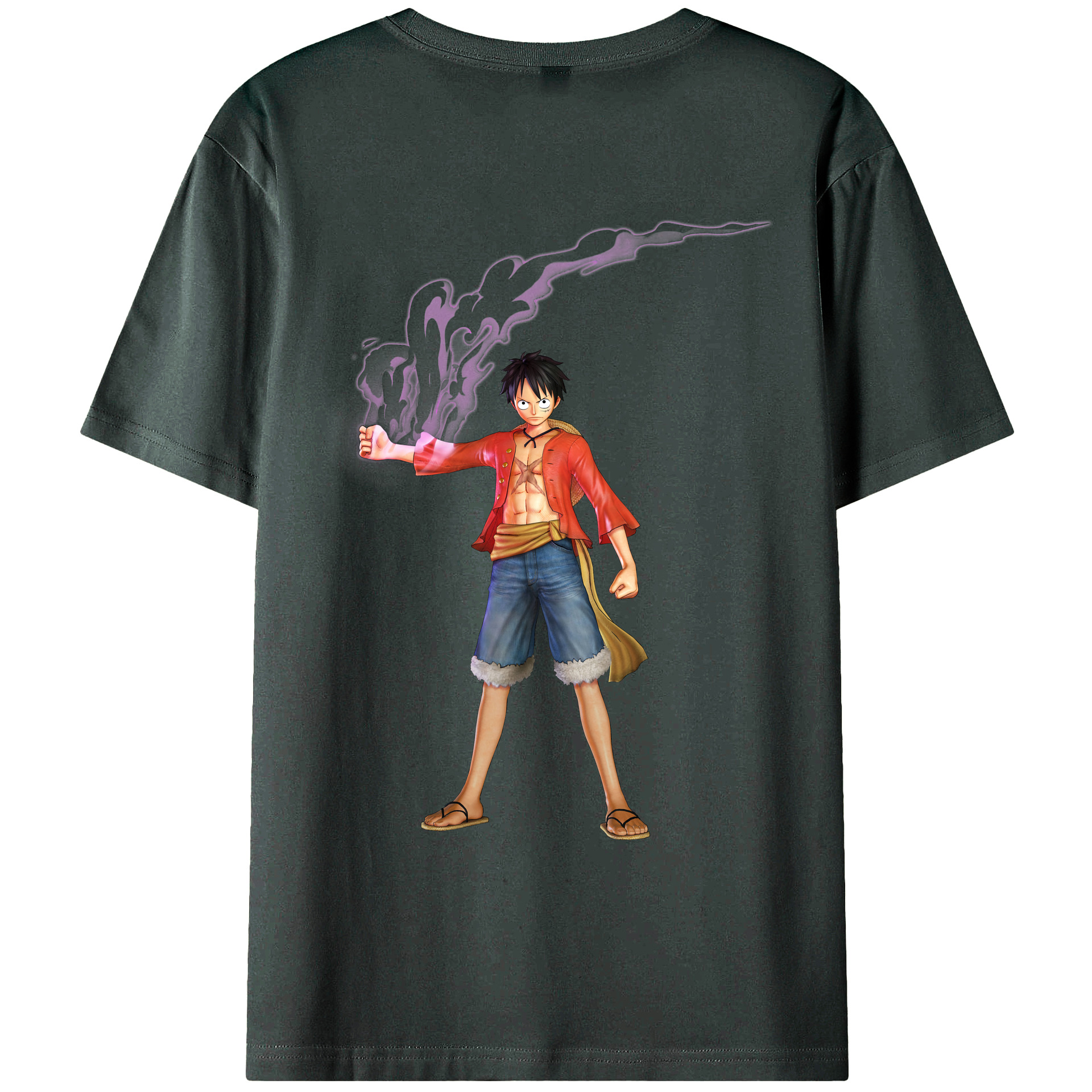 ワンピース モンキー・D・ルフィ ONE PIECE Monkey D. Luffy 綿100％ メンズ半袖Tシャツ（バックプリント） 通気性
